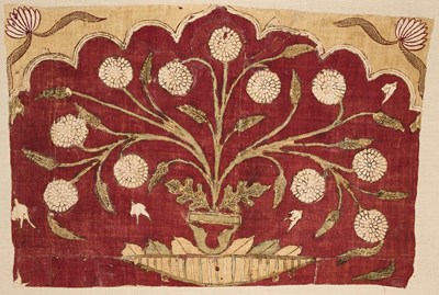 Lot 148 - A FRAGMENT FROM A MUGHAL TENT PANEL (QANAT), NORTHERN INDIA, 18TH CENTURY