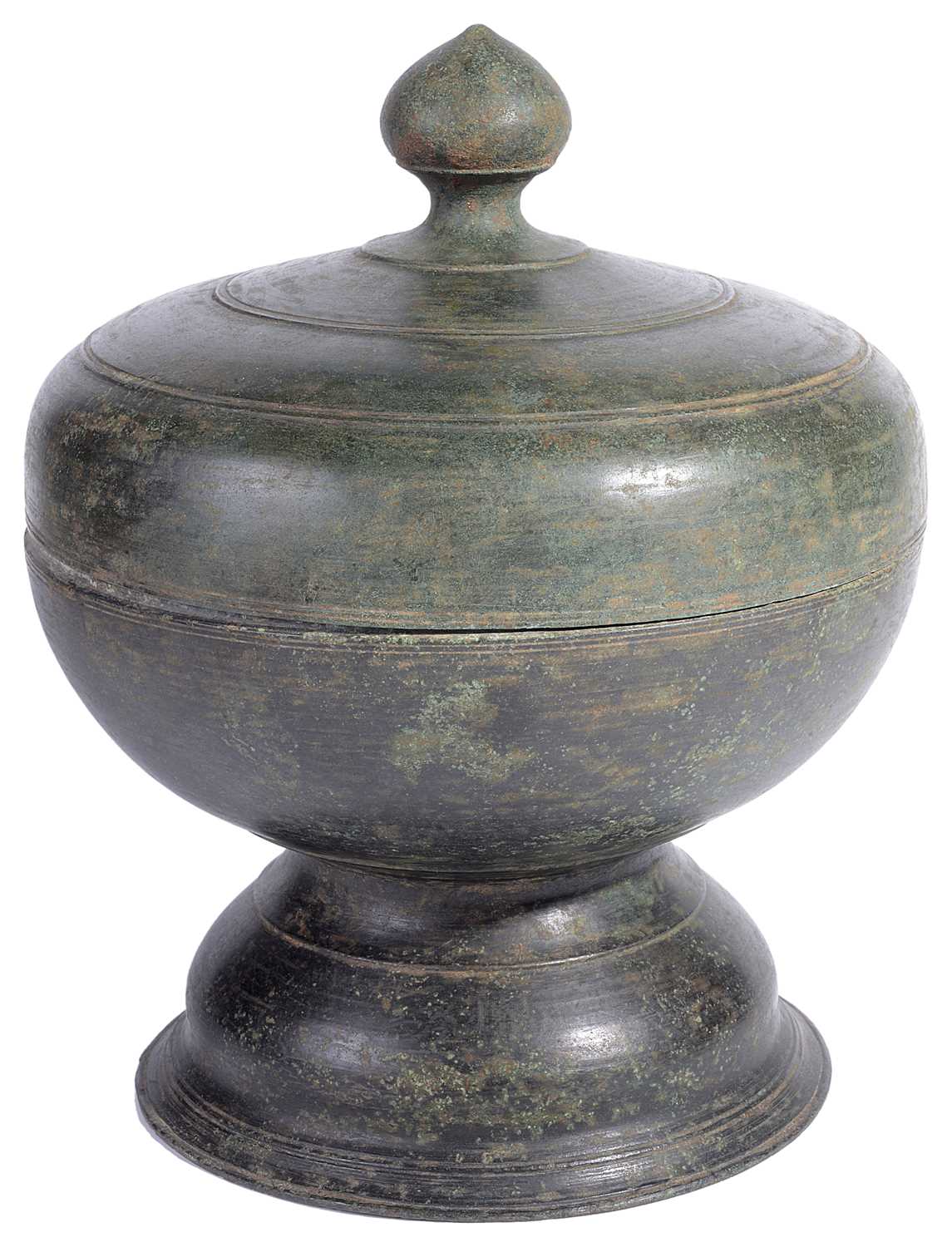 Lot 386 - A KHMER BRONZE RELIQUARY, CAMBODIA, CIRCA 12TH CENTURY