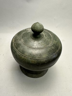 Lot 386 - A KHMER BRONZE RELIQUARY, CAMBODIA, CIRCA 12TH CENTURY