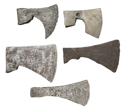 Lot 165 - FOUR BEARDED AXES AND A FURTHER AXE, 9TH/13TH CENTURIES