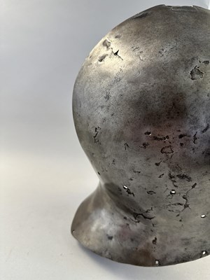 Lot 172 - A RARE NORTH ITALIAN SALLET, CIRCA 1460-80, TWICE STRUCK WITH THE MARK "PR" BENEATH A SPLIT CROSS