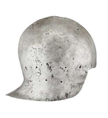 Lot 172 - A RARE NORTH ITALIAN SALLET, CIRCA 1460-80, TWICE STRUCK WITH THE MARK "PR" BENEATH A SPLIT CROSS