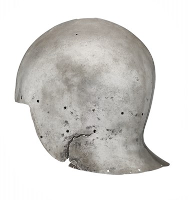 Lot 172 - A RARE NORTH ITALIAN SALLET, CIRCA 1460-80, TWICE STRUCK WITH THE MARK "PR" BENEATH A SPLIT CROSS