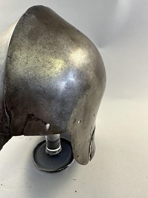 Lot 172 - A RARE NORTH ITALIAN SALLET, CIRCA 1460-80, TWICE STRUCK WITH THE MARK "PR" BENEATH A SPLIT CROSS