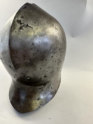 Lot 172 - A RARE NORTH ITALIAN SALLET, CIRCA 1460-80, TWICE STRUCK WITH THE MARK "PR" BENEATH A SPLIT CROSS