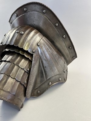 Lot 265 - A PAIR OF FLUTED PAULDRONS IN THE GERMAN EARLY 16TH CENTURY MAXIMILIAN STYLE, 19TH CENTURY