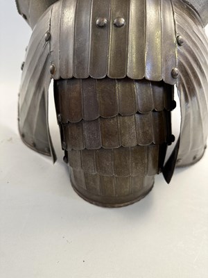 Lot 265 - A PAIR OF FLUTED PAULDRONS IN THE GERMAN EARLY 16TH CENTURY MAXIMILIAN STYLE, 19TH CENTURY