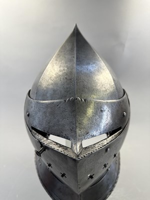 Lot 176 - A RARE SOUTH GERMAN CLOSE HELMET, CIRCA 1560