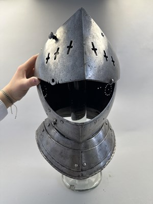 Lot 176 - A RARE SOUTH GERMAN CLOSE HELMET, CIRCA 1560