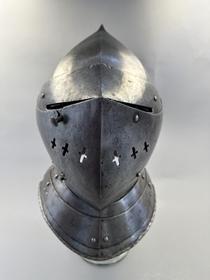 Lot 176 - A RARE SOUTH GERMAN CLOSE HELMET, CIRCA 1560