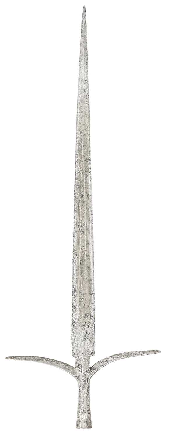 Lot 145 - A RARE ITALIAN SPETUM, CIRCA 1550-1600 INCORPORATING AN EXCEPTIONAL BLADE OF CIRCA 1300-50