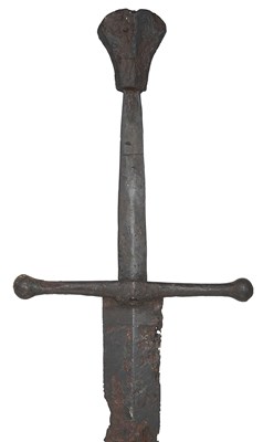 Lot 148 - A FINE AND RARE HAND-AND-A-HALF SWORD, CIRCA 1420-60