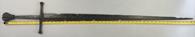 Lot 148 - A FINE AND RARE HAND-AND-A-HALF SWORD, CIRCA 1420-60