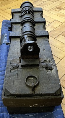 Lot 193 - A RARE IRON BREECH-LOADING CANNON, PROBABLY GERMAN LATE 15TH CENTURY