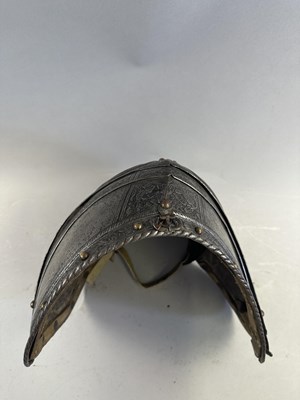 Lot 170 - A COMPOSITE NORTH ITALIAN CAP-A-PIE ARMOUR WITH ETCHED DECORATION, LATE 16TH CENTURY, THE BACKPLATE SIGNED BY THE MASTER ‘P’