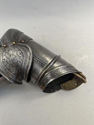 Lot 170 - A COMPOSITE NORTH ITALIAN CAP-A-PIE ARMOUR WITH ETCHED DECORATION, LATE 16TH CENTURY, THE BACKPLATE SIGNED BY THE MASTER ‘P’