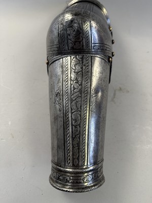 Lot 170 - A COMPOSITE NORTH ITALIAN CAP-A-PIE ARMOUR WITH ETCHED DECORATION, LATE 16TH CENTURY, THE BACKPLATE SIGNED BY THE MASTER ‘P’
