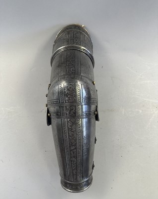 Lot 170 - A COMPOSITE NORTH ITALIAN CAP-A-PIE ARMOUR WITH ETCHED DECORATION, LATE 16TH CENTURY, THE BACKPLATE SIGNED BY THE MASTER ‘P’