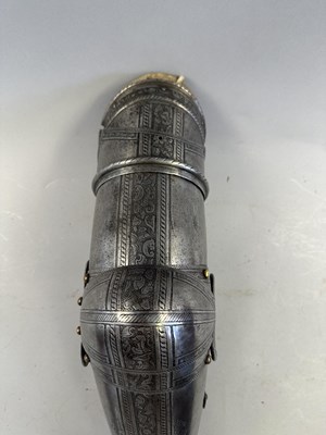 Lot 170 - A COMPOSITE NORTH ITALIAN CAP-A-PIE ARMOUR WITH ETCHED DECORATION, LATE 16TH CENTURY, THE BACKPLATE SIGNED BY THE MASTER ‘P’