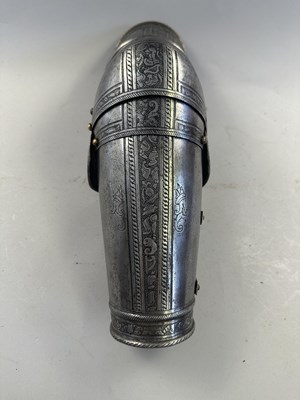 Lot 170 - A COMPOSITE NORTH ITALIAN CAP-A-PIE ARMOUR WITH ETCHED DECORATION, LATE 16TH CENTURY, THE BACKPLATE SIGNED BY THE MASTER ‘P’