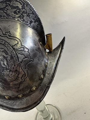 Lot 170 - A COMPOSITE NORTH ITALIAN CAP-A-PIE ARMOUR WITH ETCHED DECORATION, LATE 16TH CENTURY, THE BACKPLATE SIGNED BY THE MASTER ‘P’