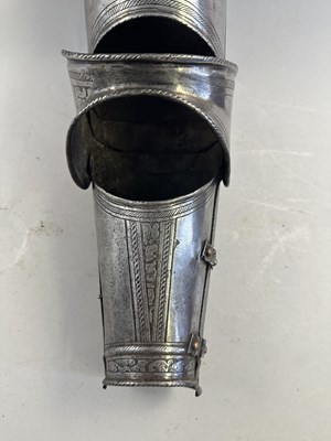 Lot 170 - A COMPOSITE NORTH ITALIAN CAP-A-PIE ARMOUR WITH ETCHED DECORATION, LATE 16TH CENTURY, THE BACKPLATE SIGNED BY THE MASTER ‘P’