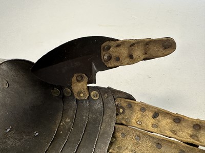 Lot 170 - A COMPOSITE NORTH ITALIAN CAP-A-PIE ARMOUR WITH ETCHED DECORATION, LATE 16TH CENTURY, THE BACKPLATE SIGNED BY THE MASTER ‘P’