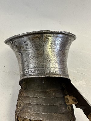 Lot 170 - A COMPOSITE NORTH ITALIAN CAP-A-PIE ARMOUR WITH ETCHED DECORATION, LATE 16TH CENTURY, THE BACKPLATE SIGNED BY THE MASTER ‘P’