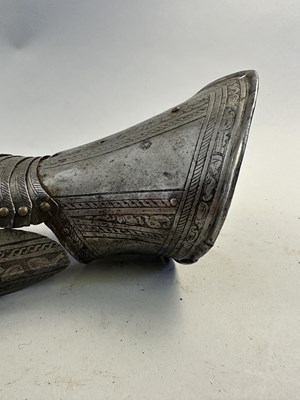 Lot 170 - A COMPOSITE NORTH ITALIAN CAP-A-PIE ARMOUR WITH ETCHED DECORATION, LATE 16TH CENTURY, THE BACKPLATE SIGNED BY THE MASTER ‘P’
