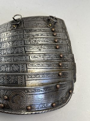 Lot 170 - A COMPOSITE NORTH ITALIAN CAP-A-PIE ARMOUR WITH ETCHED DECORATION, LATE 16TH CENTURY, THE BACKPLATE SIGNED BY THE MASTER ‘P’