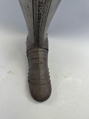 Lot 170 - A COMPOSITE NORTH ITALIAN CAP-A-PIE ARMOUR WITH ETCHED DECORATION, LATE 16TH CENTURY, THE BACKPLATE SIGNED BY THE MASTER ‘P’