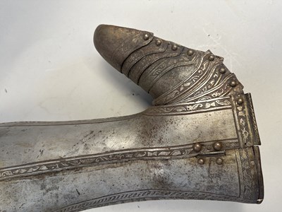 Lot 170 - A COMPOSITE NORTH ITALIAN CAP-A-PIE ARMOUR WITH ETCHED DECORATION, LATE 16TH CENTURY, THE BACKPLATE SIGNED BY THE MASTER ‘P’