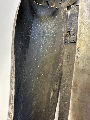 Lot 170 - A COMPOSITE NORTH ITALIAN CAP-A-PIE ARMOUR WITH ETCHED DECORATION, LATE 16TH CENTURY, THE BACKPLATE SIGNED BY THE MASTER ‘P’