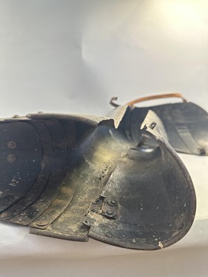 Lot 170 - A COMPOSITE NORTH ITALIAN CAP-A-PIE ARMOUR WITH ETCHED DECORATION, LATE 16TH CENTURY, THE BACKPLATE SIGNED BY THE MASTER ‘P’