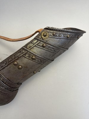 Lot 170 - A COMPOSITE NORTH ITALIAN CAP-A-PIE ARMOUR WITH ETCHED DECORATION, LATE 16TH CENTURY, THE BACKPLATE SIGNED BY THE MASTER ‘P’