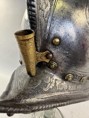 Lot 170 - A COMPOSITE NORTH ITALIAN CAP-A-PIE ARMOUR WITH ETCHED DECORATION, LATE 16TH CENTURY, THE BACKPLATE SIGNED BY THE MASTER ‘P’