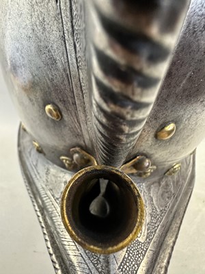 Lot 170 - A COMPOSITE NORTH ITALIAN CAP-A-PIE ARMOUR WITH ETCHED DECORATION, LATE 16TH CENTURY, THE BACKPLATE SIGNED BY THE MASTER ‘P’
