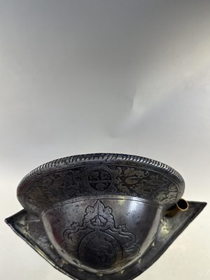 Lot 170 - A COMPOSITE NORTH ITALIAN CAP-A-PIE ARMOUR WITH ETCHED DECORATION, LATE 16TH CENTURY, THE BACKPLATE SIGNED BY THE MASTER ‘P’