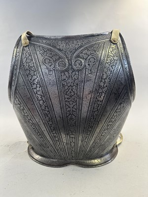 Lot 170 - A COMPOSITE NORTH ITALIAN CAP-A-PIE ARMOUR WITH ETCHED DECORATION, LATE 16TH CENTURY, THE BACKPLATE SIGNED BY THE MASTER ‘P’