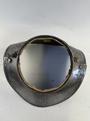 Lot 170 - A COMPOSITE NORTH ITALIAN CAP-A-PIE ARMOUR WITH ETCHED DECORATION, LATE 16TH CENTURY, THE BACKPLATE SIGNED BY THE MASTER ‘P’
