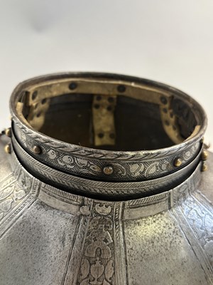 Lot 170 - A COMPOSITE NORTH ITALIAN CAP-A-PIE ARMOUR WITH ETCHED DECORATION, LATE 16TH CENTURY, THE BACKPLATE SIGNED BY THE MASTER ‘P’