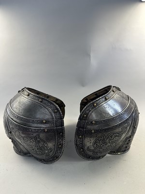 Lot 170 - A COMPOSITE NORTH ITALIAN CAP-A-PIE ARMOUR WITH ETCHED DECORATION, LATE 16TH CENTURY, THE BACKPLATE SIGNED BY THE MASTER ‘P’