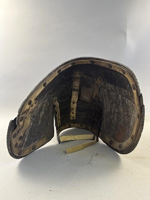 Lot 170 - A COMPOSITE NORTH ITALIAN CAP-A-PIE ARMOUR WITH ETCHED DECORATION, LATE 16TH CENTURY, THE BACKPLATE SIGNED BY THE MASTER ‘P’