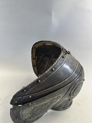 Lot 170 - A COMPOSITE NORTH ITALIAN CAP-A-PIE ARMOUR WITH ETCHED DECORATION, LATE 16TH CENTURY, THE BACKPLATE SIGNED BY THE MASTER ‘P’