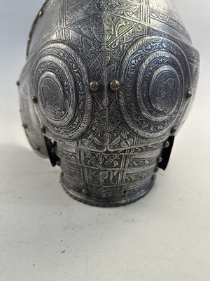Lot 170 - A COMPOSITE NORTH ITALIAN CAP-A-PIE ARMOUR WITH ETCHED DECORATION, LATE 16TH CENTURY, THE BACKPLATE SIGNED BY THE MASTER ‘P’