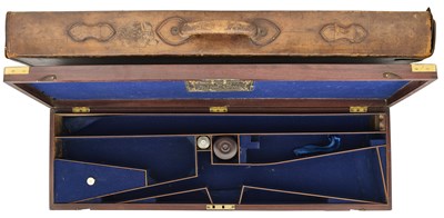 Lot 241 - A MAHOGANY GUN CASE FOR A D.B. SPORTING GUN BY RICHARD BURNAND, NEWCASTLE,  CIRCA 1850