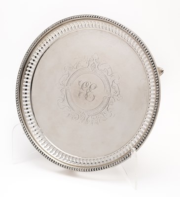 Lot 158 - A VICTORIAN SILVER SALVER, MARTIN, HALL & CO., SHEFFIELD, 1864