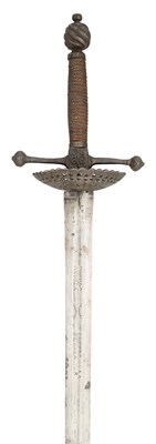 Lot 569 - A COMPOSITE TRANSITIONAL DISH-HILT RAPIER, LATE 17TH CENTURY