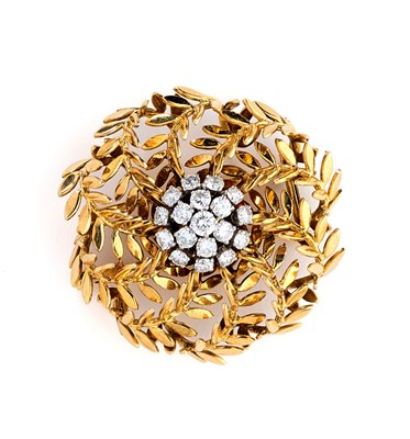 Lot 378 - BOUCHERON: GOLD AND DIAMOND BROOCH, 1950s