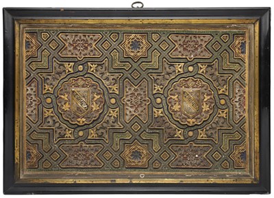 Lot 20 - A SPANISH POLYCHROMED AND MOULDED PLASTER 'ALHAMBRA' PANEL, GRANADA, LATE 19TH CENTURY